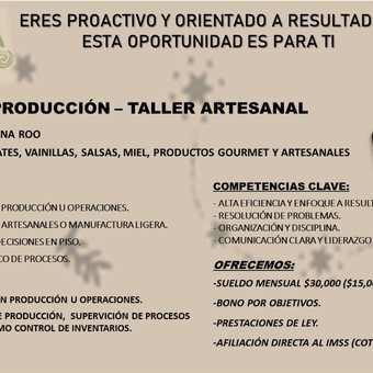 VACANTE GERENTE DE PRODUCCIÓN DE TALLER ARTESANAL - Deyanira Escorcia