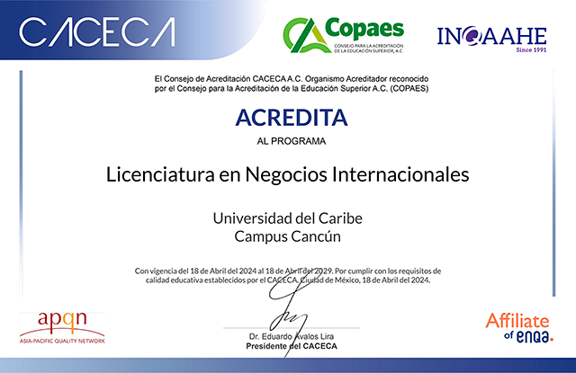 Acreditación CACECA Negocios Internacionales